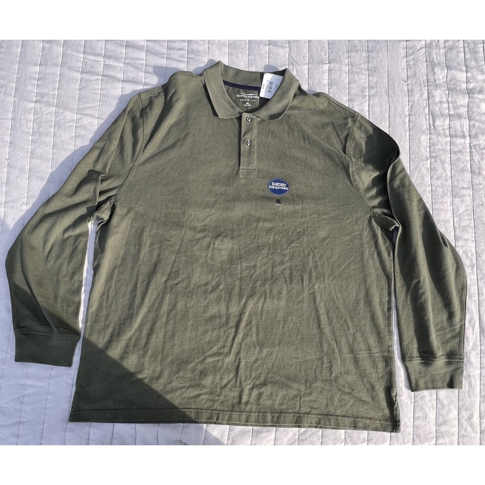 Saddlebred Polo Shirt Men's XXL Long Sleeve Army Olive Sueded Brand New NWT